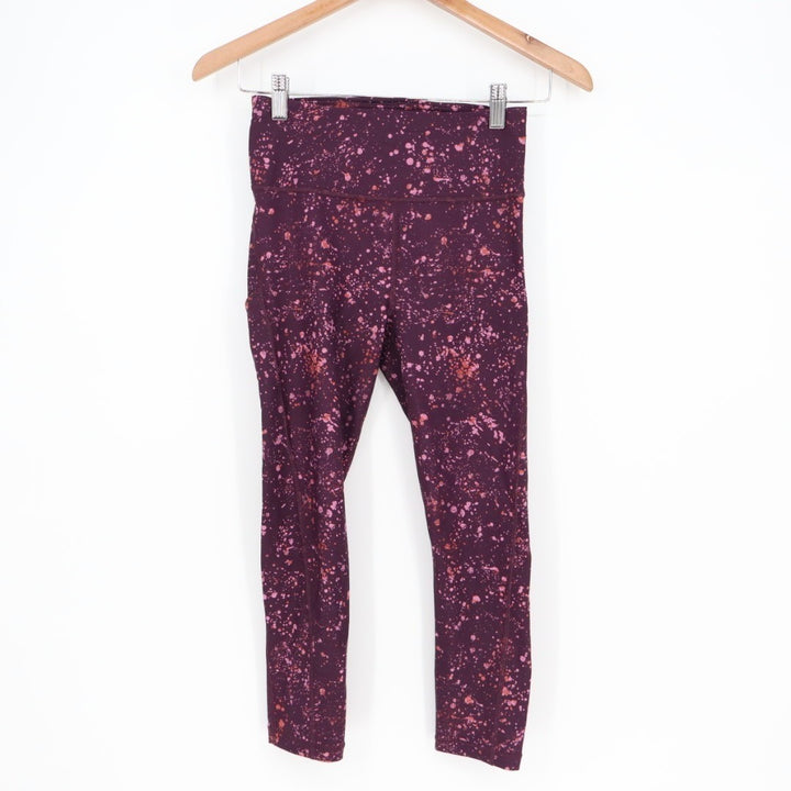 Athleta Ultimate Stash Pocket Splat Capri Leggings Womens XS Purple High Waist