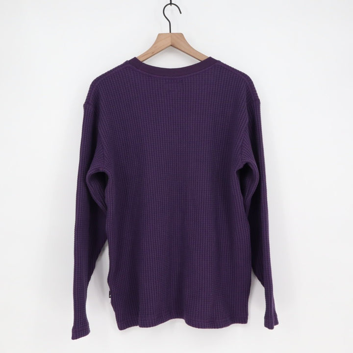 American Giant T-Shirt Mens Large Purple Cotton Stretch Waffle Knit Long Sleeve