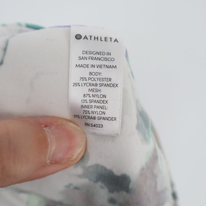 Athleta Mudra Crop Leggings Womens Small White Multi Floral Stretch Yoga Workout