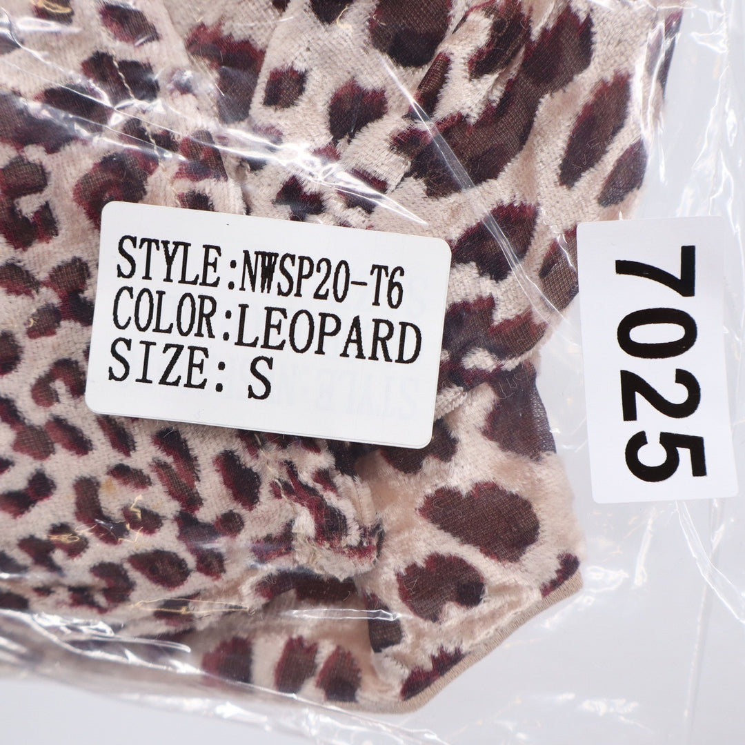 Naked Wardrobe Leopard Print Crop Top Long Sleeve Square Neck NWSP20-T6 Small