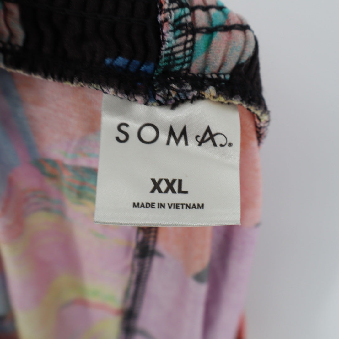 Soma XXL Tropical Print Lounge Shorts Multicolor Botanical Rayon Blend SSA081