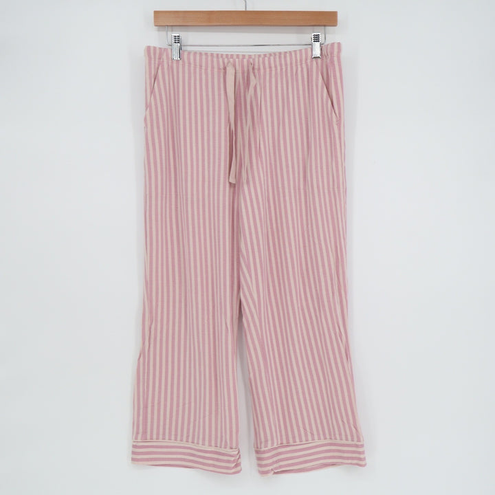 Stars Above Pink Striped Pajama Set Short Sleeve Top Cropped Pants Medium