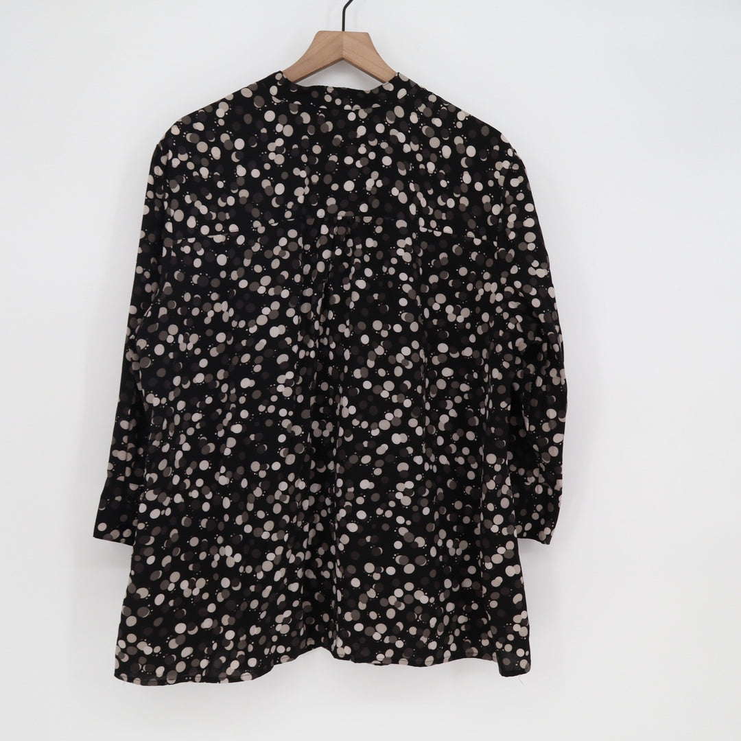 Croft & Barrow Blouse Womens 2X Stretch Black Polka Dot Button-Down Excellent
