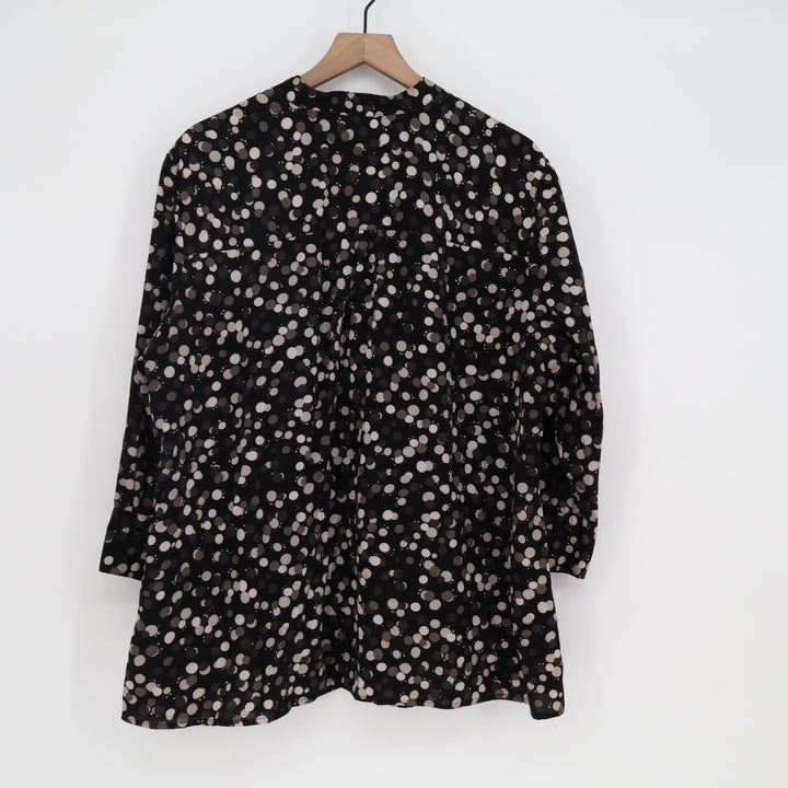 Croft & Barrow Blouse Womens 2X Stretch Black Polka Dot Button-Down Excellent