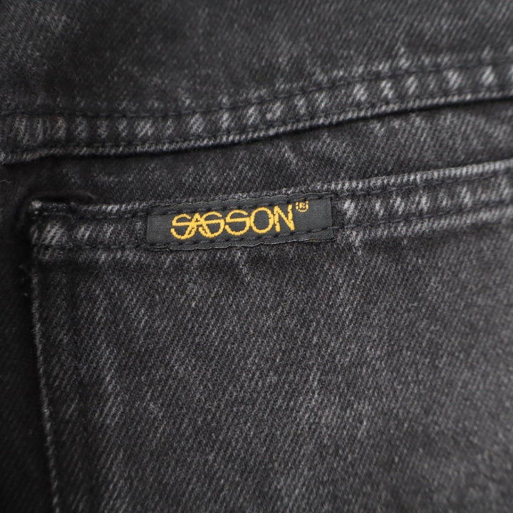 Sasson Vintage High Waisted Tapered Acid Wash Black Ankle Zip Jeans Size 6