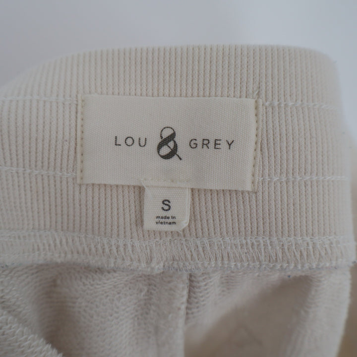 Lou & Grey Jogger Pants Womens Small Cream Side Stripe Cotton French Terry Lined