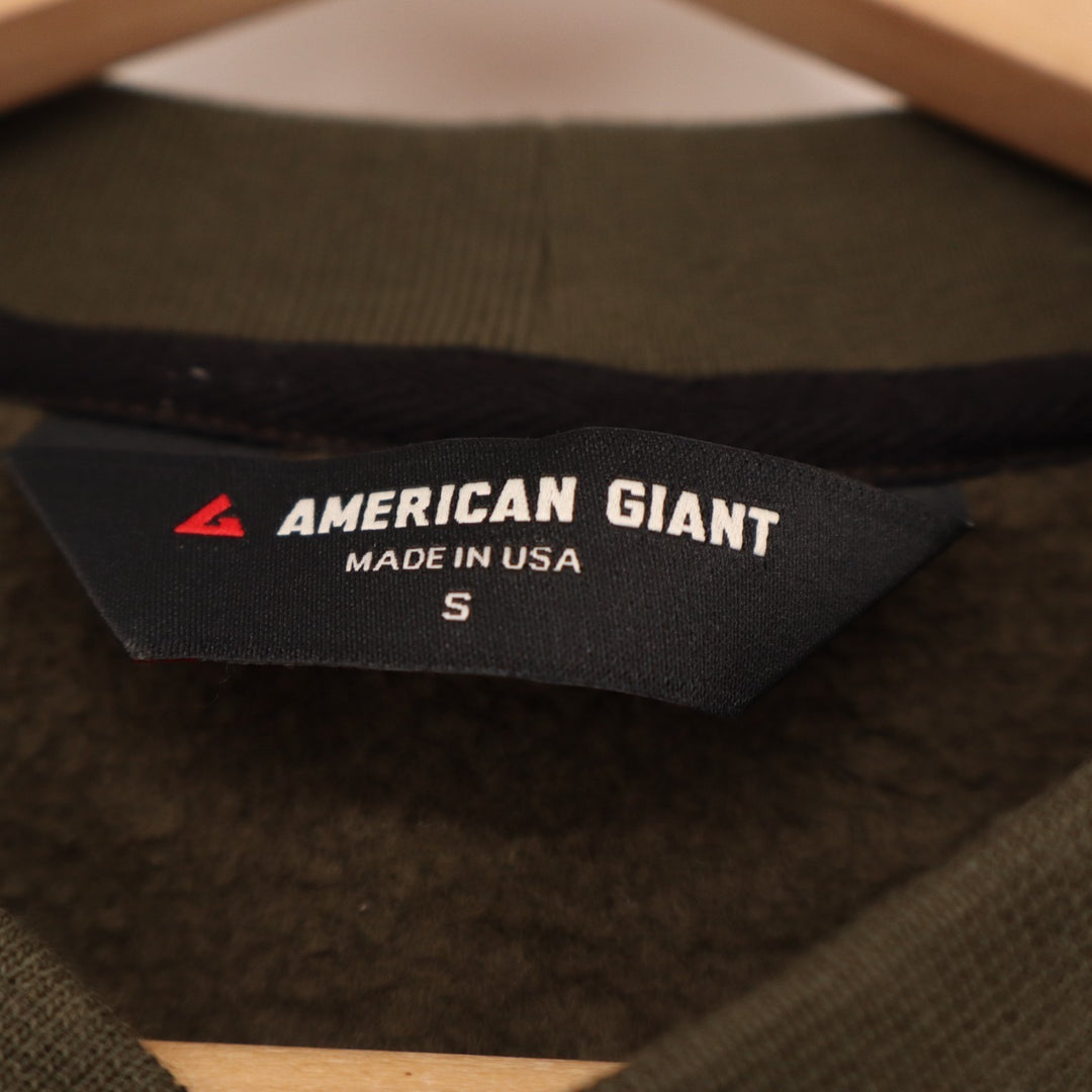 American Giant Midweight Sweatshirt Mens S Olive Green Cotton Snap Henley Neck