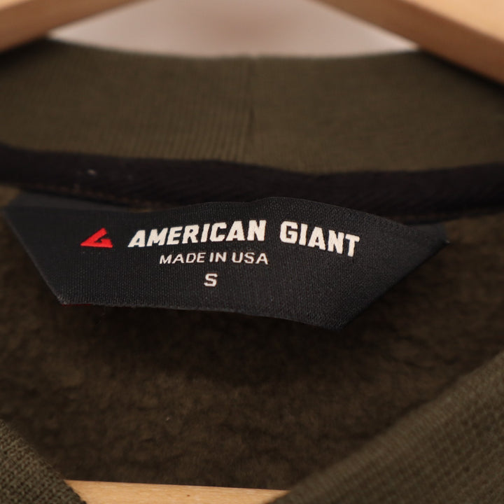 American Giant Midweight Sweatshirt Mens S Olive Green Cotton Snap Henley Neck