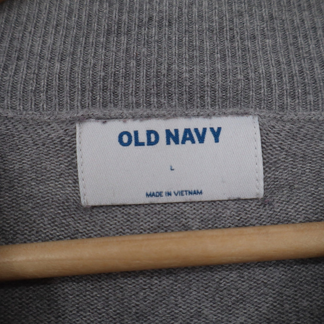 Old Navy Mens Large Gray Mock Neck Long Sleeve Cotton Viscose Knit Sweater