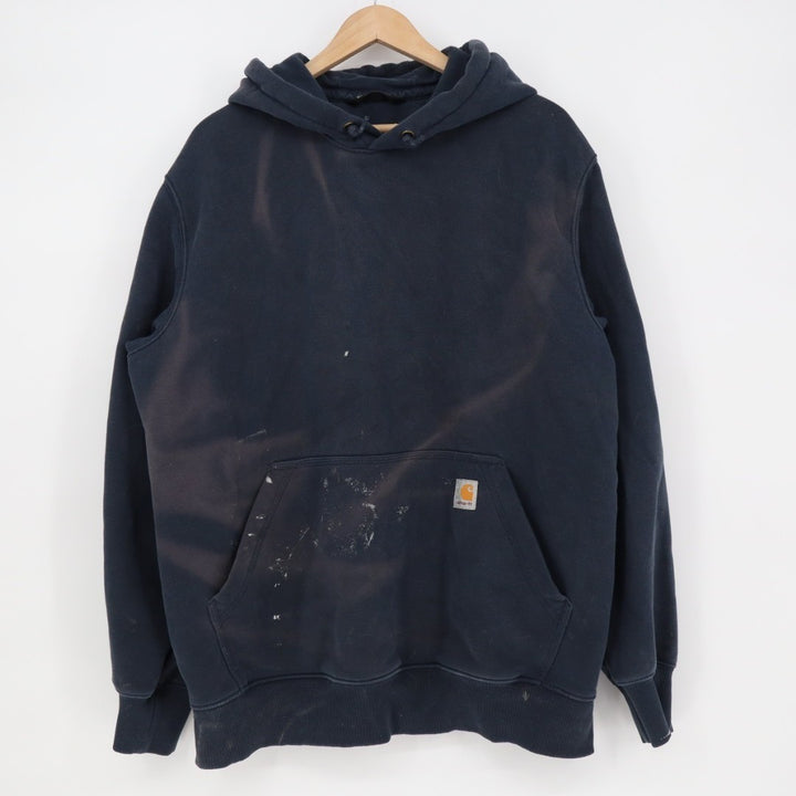 Carhartt Hoodie Men Medium Midnight Blue Cotton Fleece Loose Fit Kangaroo Pocket