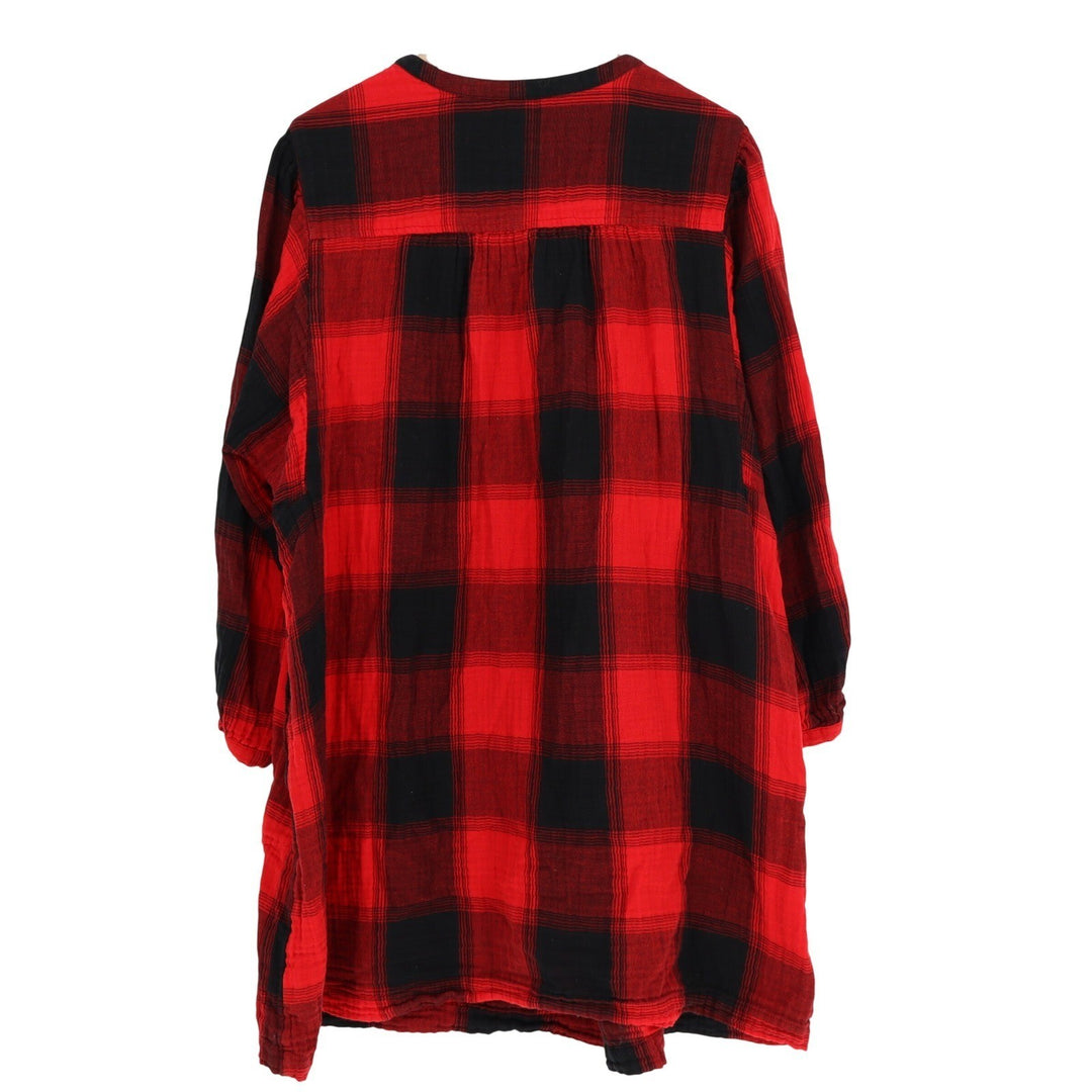 Old Navy Red Black Buffalo Plaid Cotton Gauze Shift Dress Pockets XXL SSA 100
