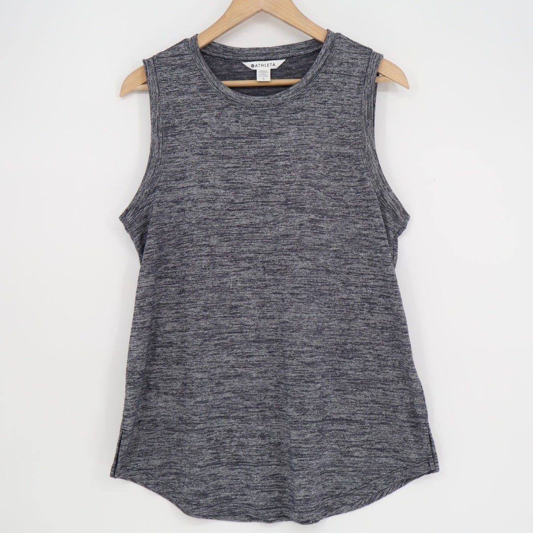 Athleta Tank Top Womens L Charcoal Gray Space Dye Yoga Running Active Pullover