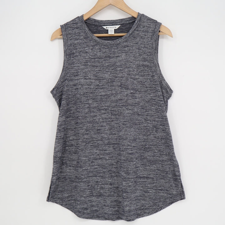 Athleta Tank Top Womens L Charcoal Gray Space Dye Yoga Running Active Pullover