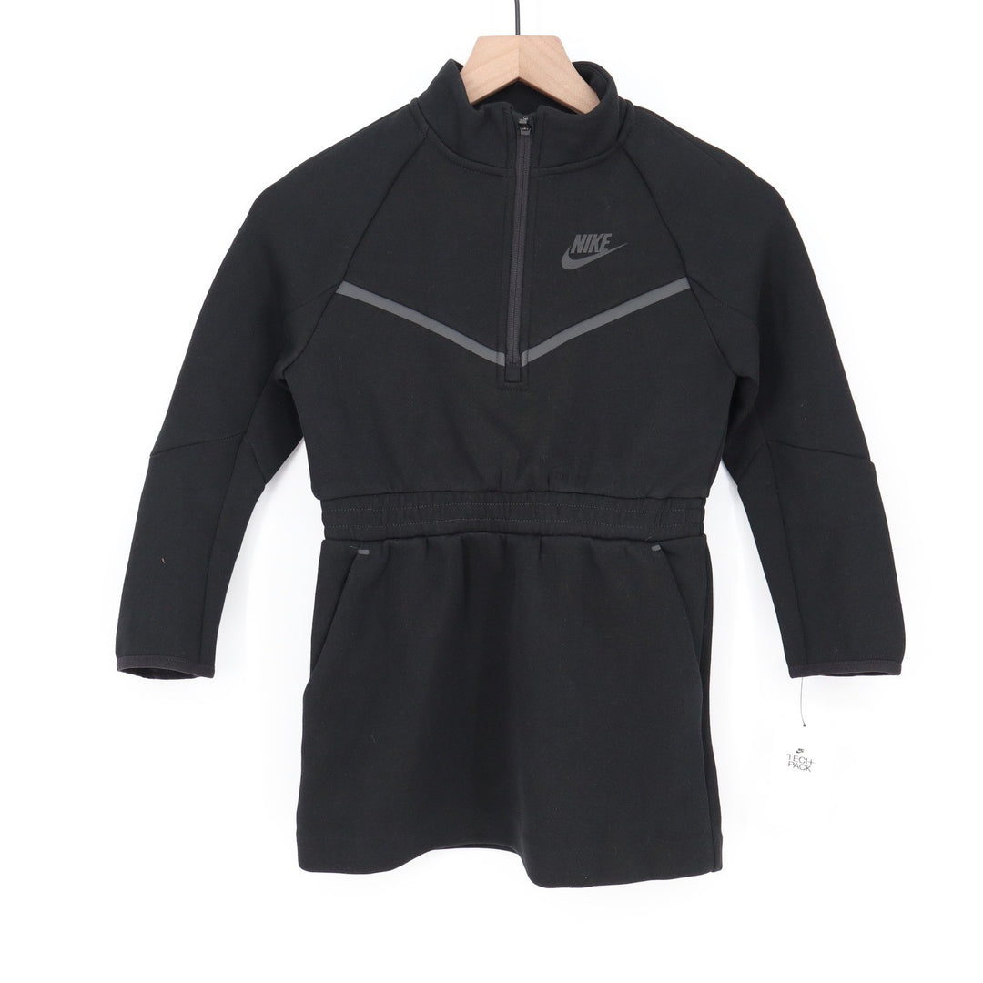 Nike Girls Tech Fleece Quarter Zip Dress Black Size 6X NEW