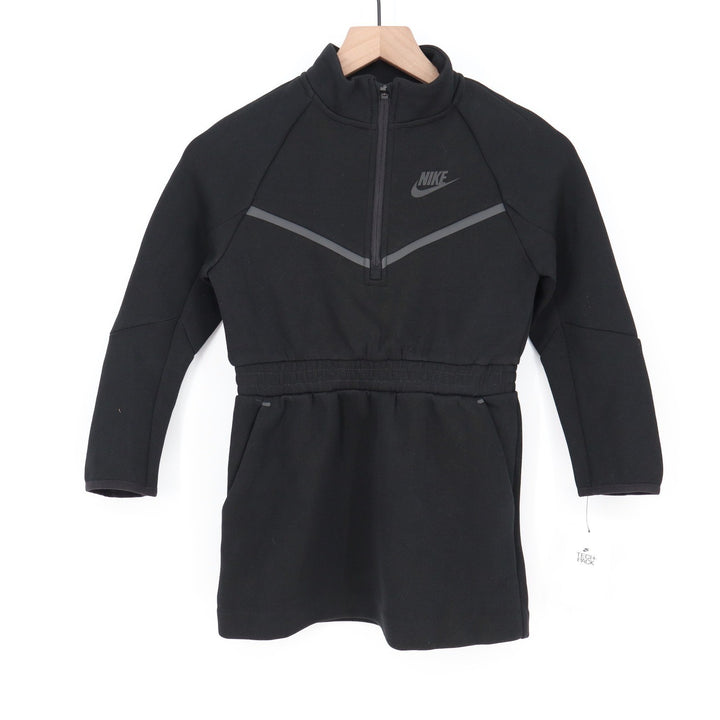 Nike Girls Tech Fleece Quarter Zip Dress Black Size 6X NEW