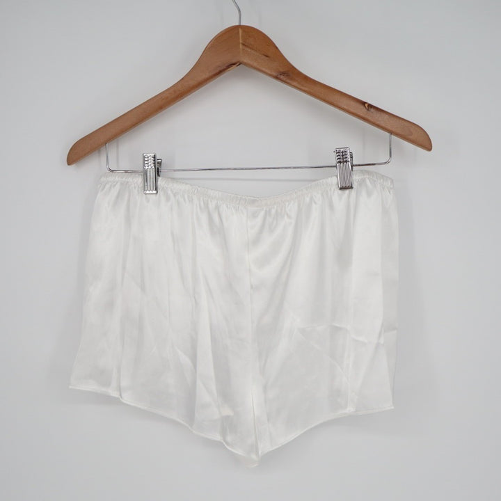 Linea Donatella Bride Satin Intimates Sleep Shorts Womens M White Elastic Waist