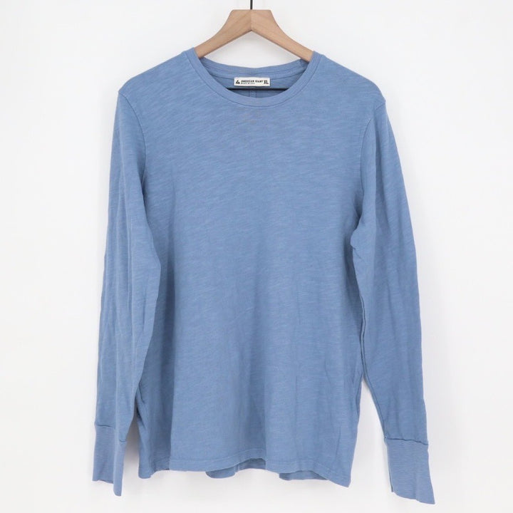 American Giant Premium Slub T-Shirt Womens XL Blue Cotton Long Sleeve Crew Neck