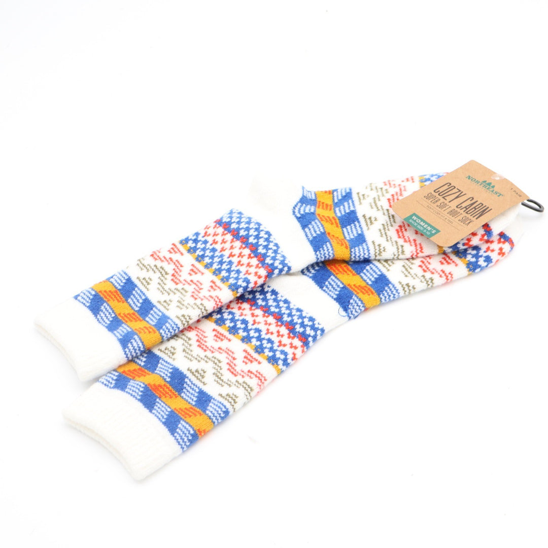 Northeast Outfitters Cozy Cabin Super Soft Boot Socks Cream Fair Isle Women 5-10