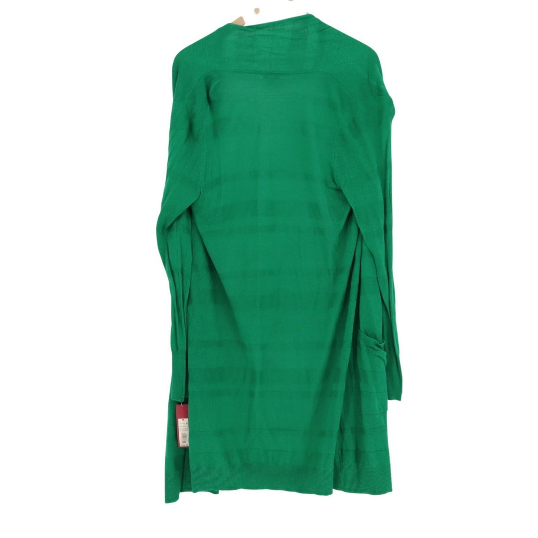 Merona Cardigan Sweater Womens Medium Green Patch Pockets Open Front Pullover