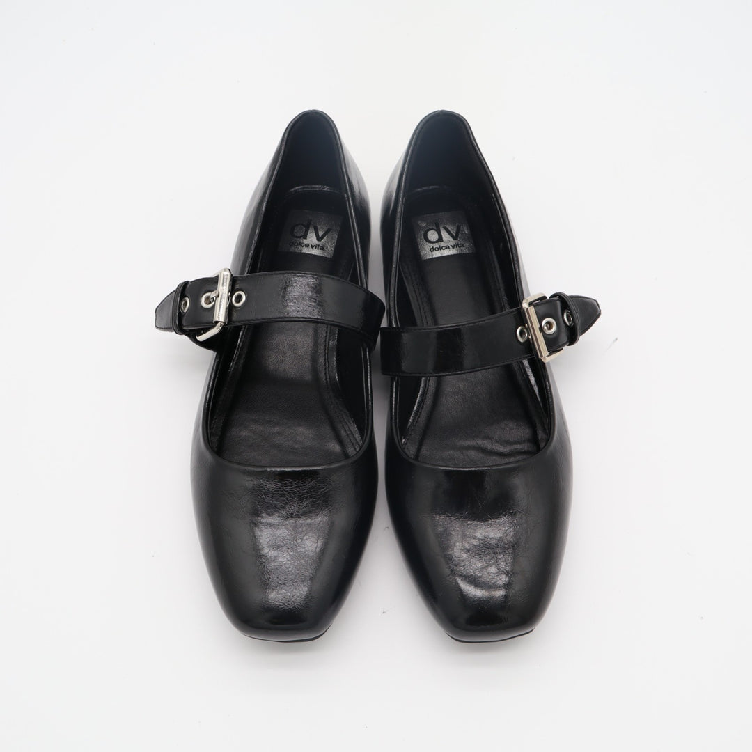 Dolce Vita Marcello Ballet Flat Womens US 8.5 Black Leather Buckle Strap Shoes