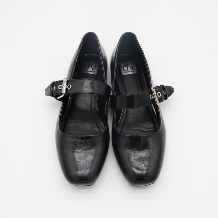 Dolce Vita Marcello Ballet Flat Womens US 8.5 Black Leather Buckle Strap Shoes