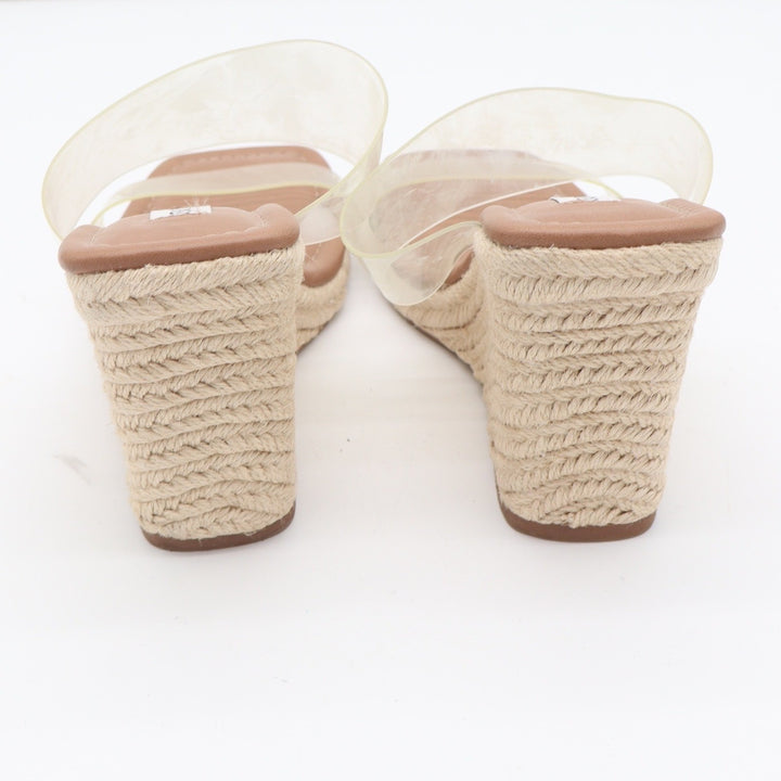 Steve Madden Mackie Clear Double Strap Espadrille Wedge Sandals Tan Size 9 M