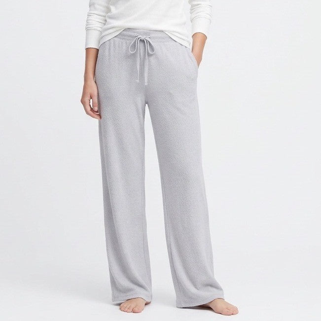 Womens Pajama Pants Small Light Blue Fleece Lined Stretch Soft Lounge Sleepwear