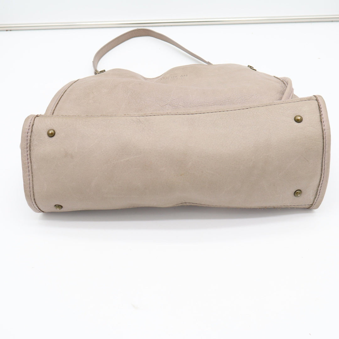 American Leather Co Taupe Leather Triple Compartment Shoulder Bag Tote