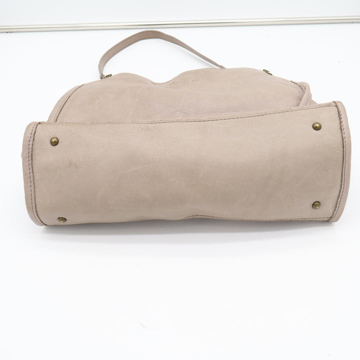 American Leather Co Taupe Leather Triple Compartment Shoulder Bag Tote