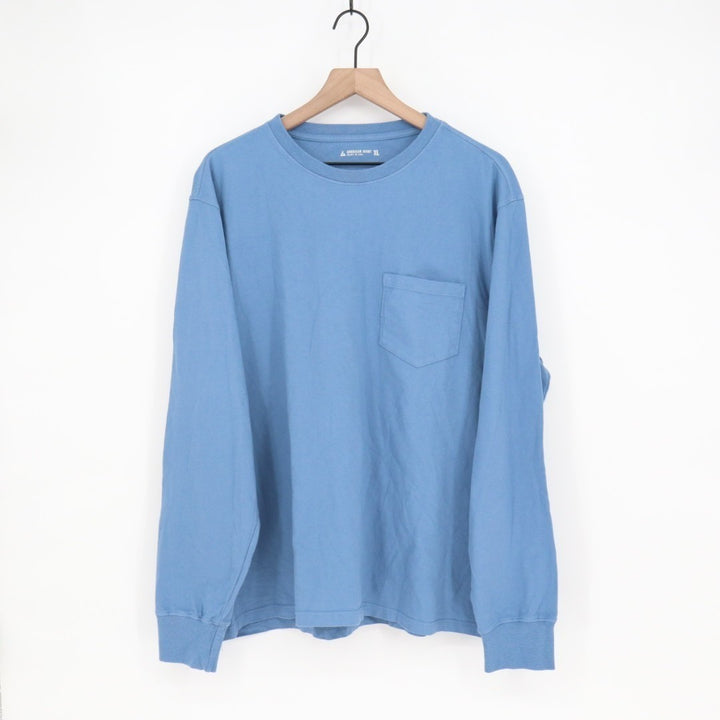 American Giant T-Shirt Mens XL Blue Cotton Crew Neck Long Sleeve Front Pocket