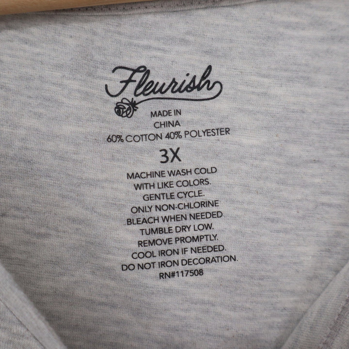 Fleurish Gray Let Yourself Blossom Floral Graphic Tee Shirt Plus Size 3X