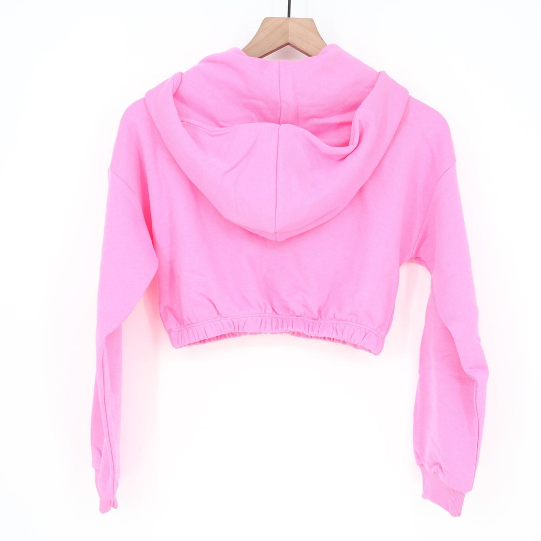 Naked Wardrobe Pink Cropped Hoodie Elastic Hem Womens Small