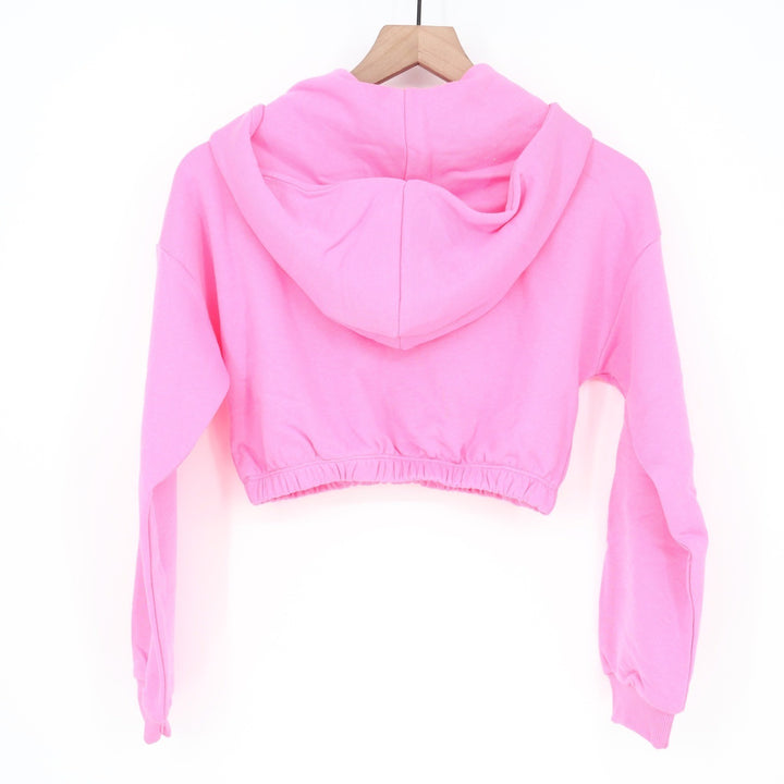 Naked Wardrobe Pink Cropped Hoodie Elastic Hem Womens Small