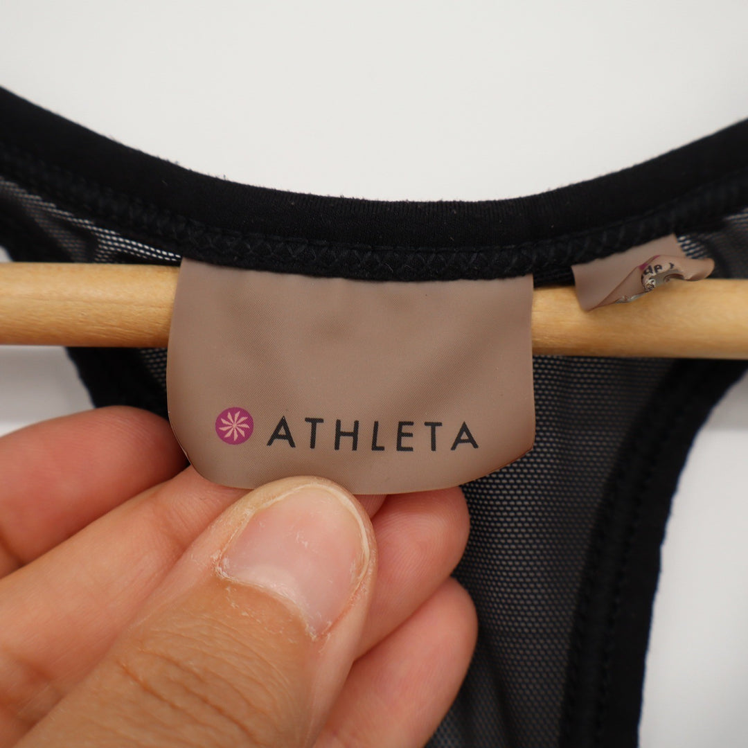 Athleta Womens Black Racerback Mesh Back Performance Workout Tank Top Size L