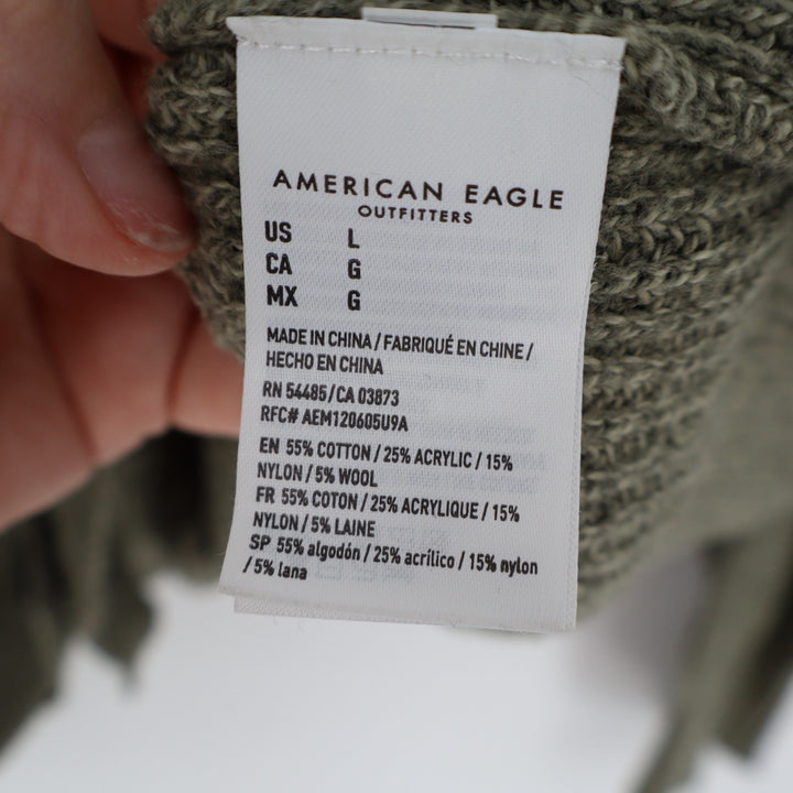 American Eagle Outfitters Cardigan Sweater Womens Large Olive Green Knit Ribbed