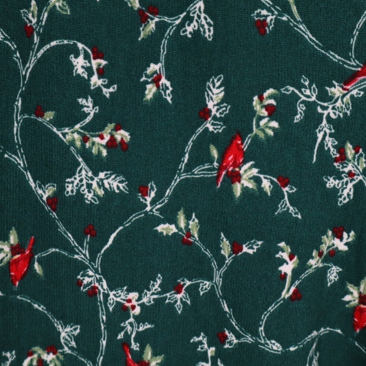 Womens Lounge Pants Medium Cardinal Emerald Green Floral Print Sleepwear Pull On
