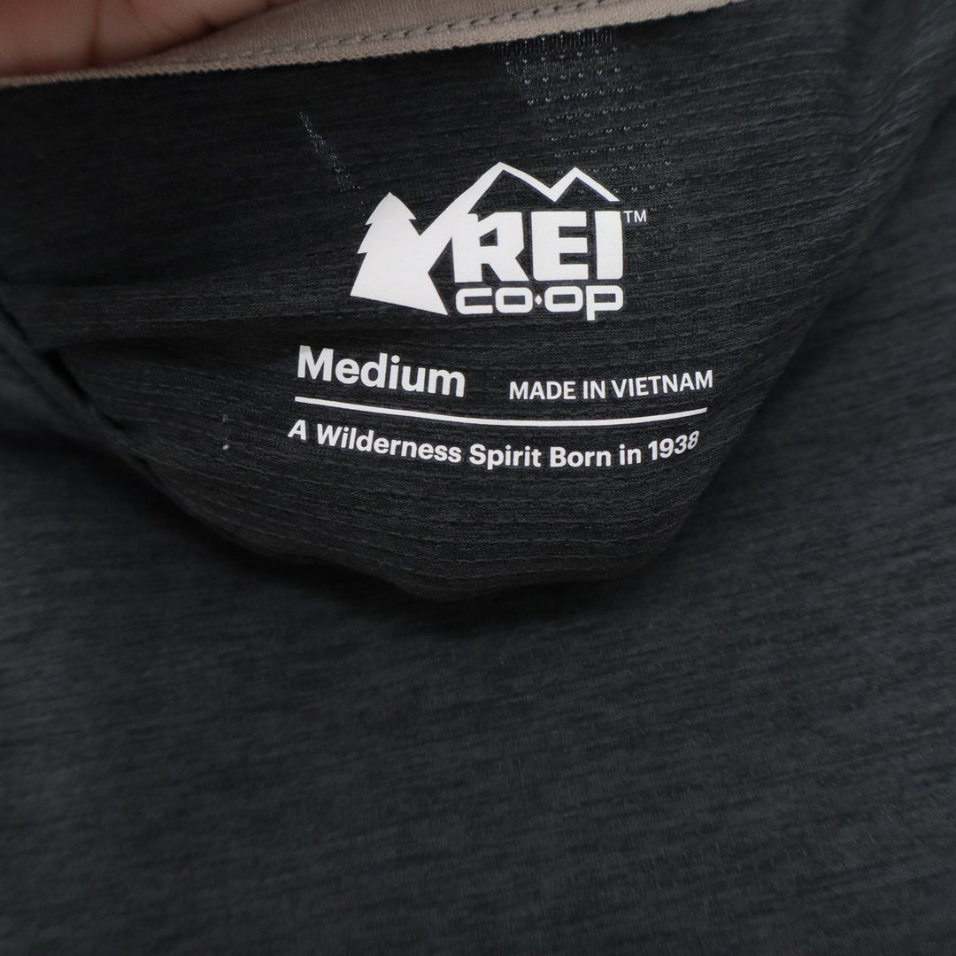 REI Co-op Mens Medium Dark Gray Heathered Raglan Long Sleeve Performance Shirt
