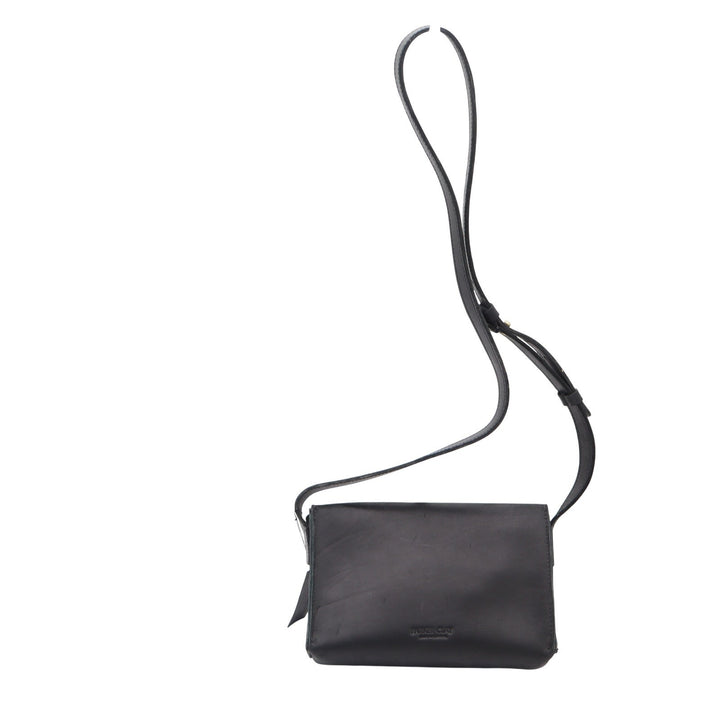 Parker Clay Black Ethiopian Leather Crossbody Bag Minimalist Gold Stud Closure
