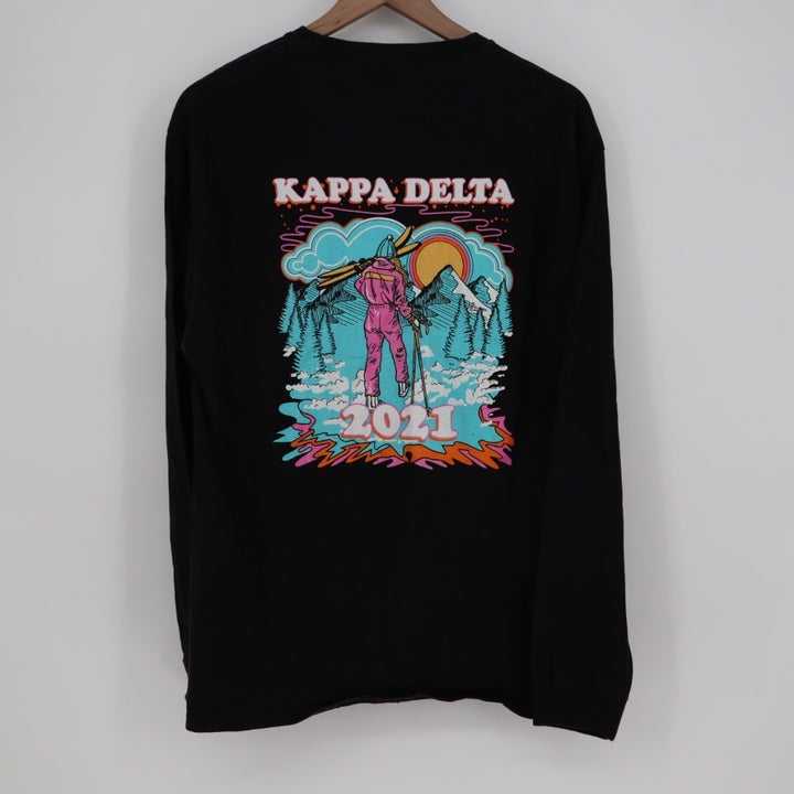 Kappa Delta Winter Formal 2021 Black Long Sleeve T Shirt Ski Snowboard Graphic