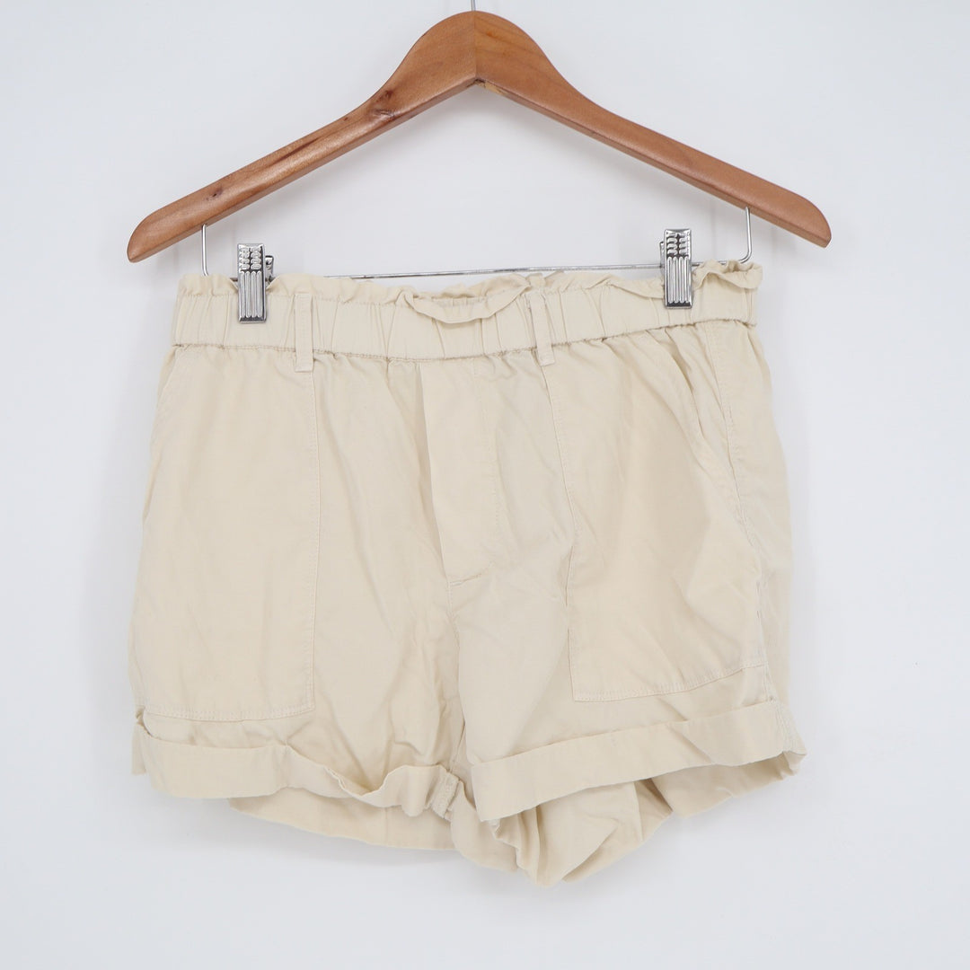 Aerie Cream Lyocell Paperbag Utility Shorts Beige High Waist Cuffed Small S/P