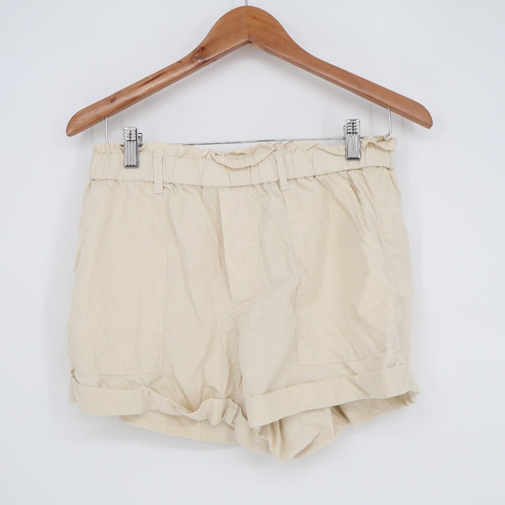 Aerie Cream Lyocell Paperbag Utility Shorts Beige High Waist Cuffed Small S/P