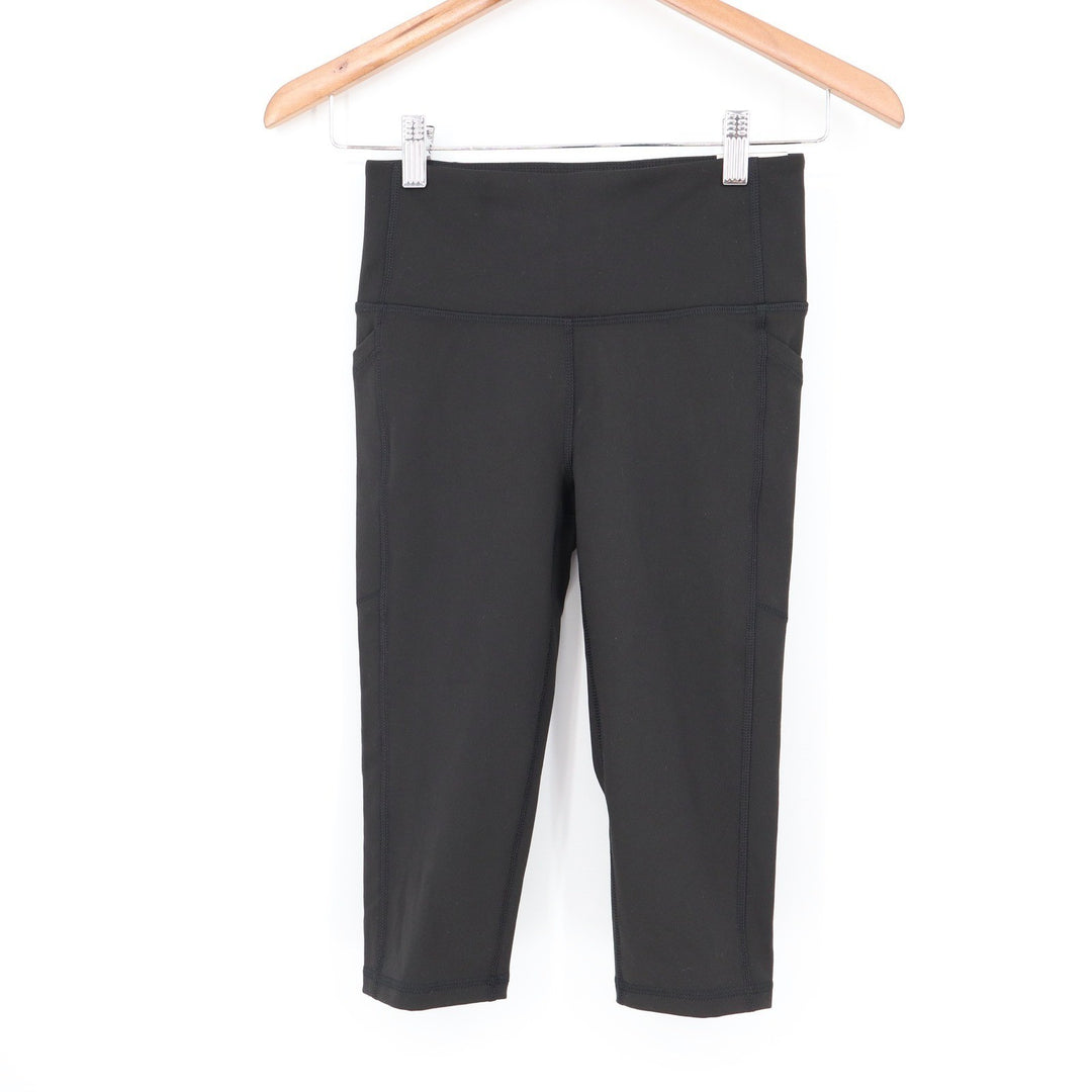 DSG Momentum Crop Womens XS Pure Black High Rise Athletic Leggings