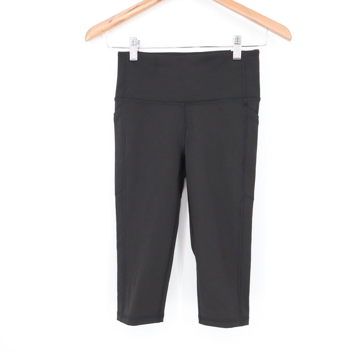 DSG Momentum Crop Womens XS Pure Black High Rise Athletic Leggings