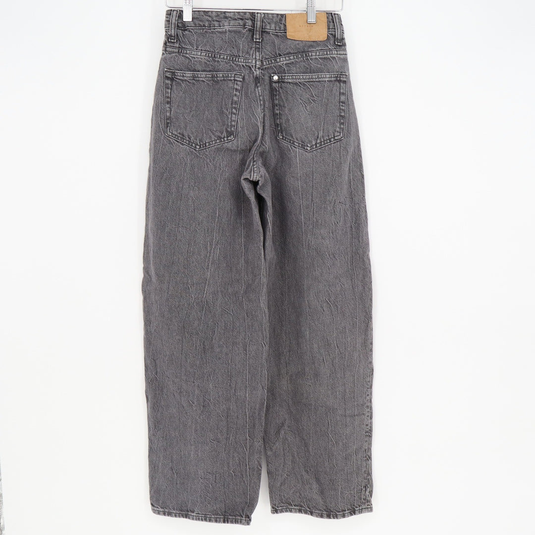 H&M &Denim Baggy Loose Fit High Waist Jeans Grey Wide Leg Size 2
