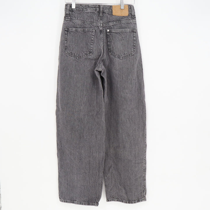 H&M &Denim Baggy Loose Fit High Waist Jeans Grey Wide Leg Size 2