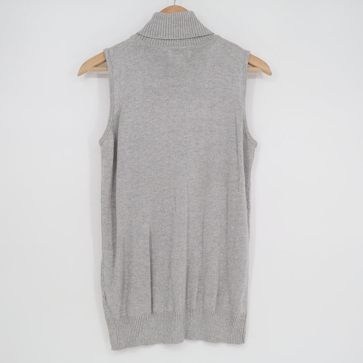 JOSEPH A Sweater Womens Medium Heather Gray Stretch Ribbed Turtleneck Sleeveless