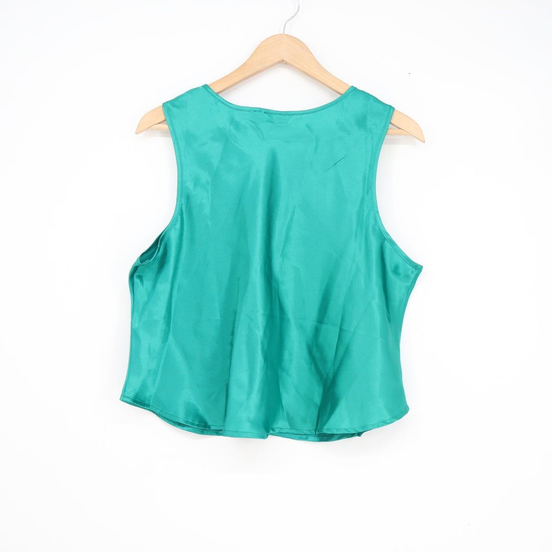Adam & Eve Teal Green Satin Pajama Set Sleeveless Top Tap Shorts Plus Size 1X