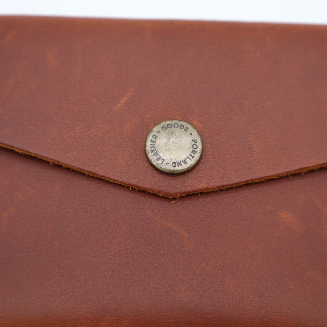 Portland Leather Goods Mini Envelope Wallet Womens Brown Two Interior Pockets