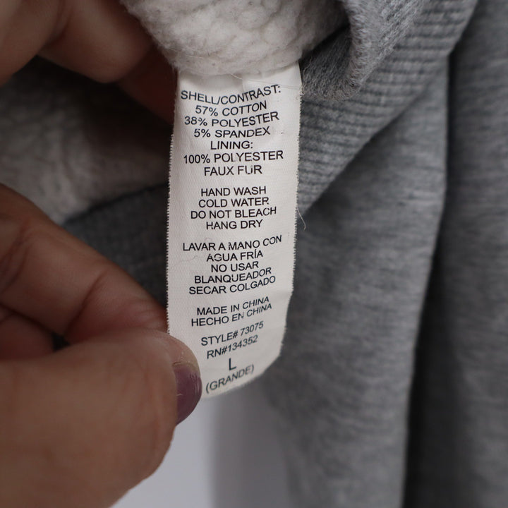Ambiance Womens Gray Cropped Sherpa Lined Zip Up Hoodie Sweatshirt Large
