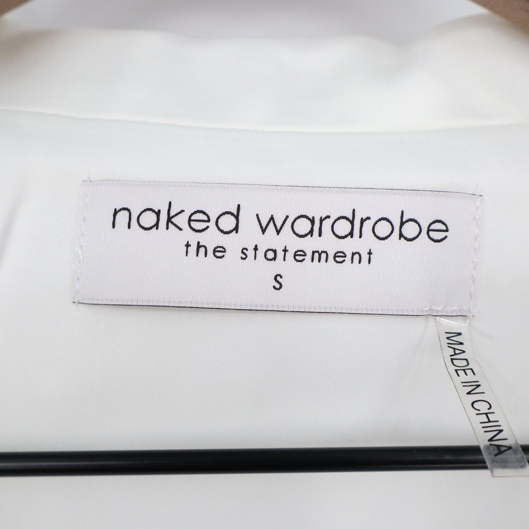 Naked Wardrobe The Statement Ivory Cropped Garter Blazer Small